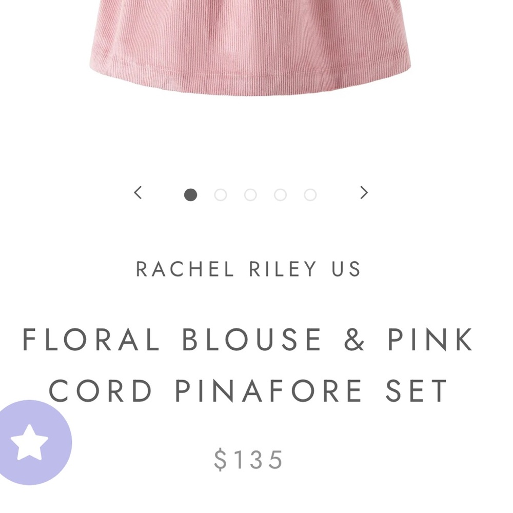 Rachel Riley Pink Floral Kids Dress with Suspenders blouse & cord pinafore set - Picture 6 of 6